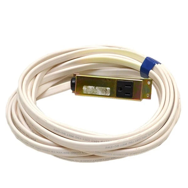 Boat Electrical Hook Up Cord with Outlet Box - 30FT 12/3 AWG White