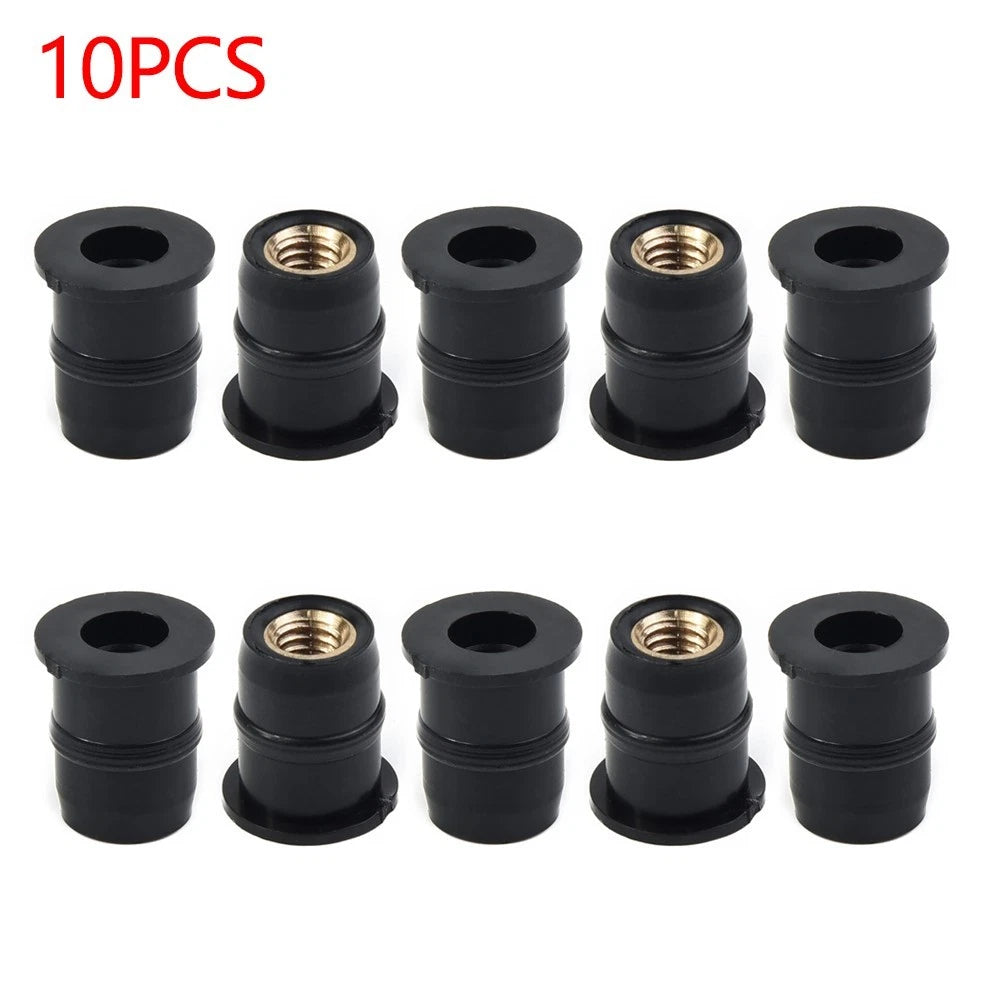 10PCS Motorcycle Windshield Rubber Nuts M5-Vibration Damper Panel Mounting 5mm