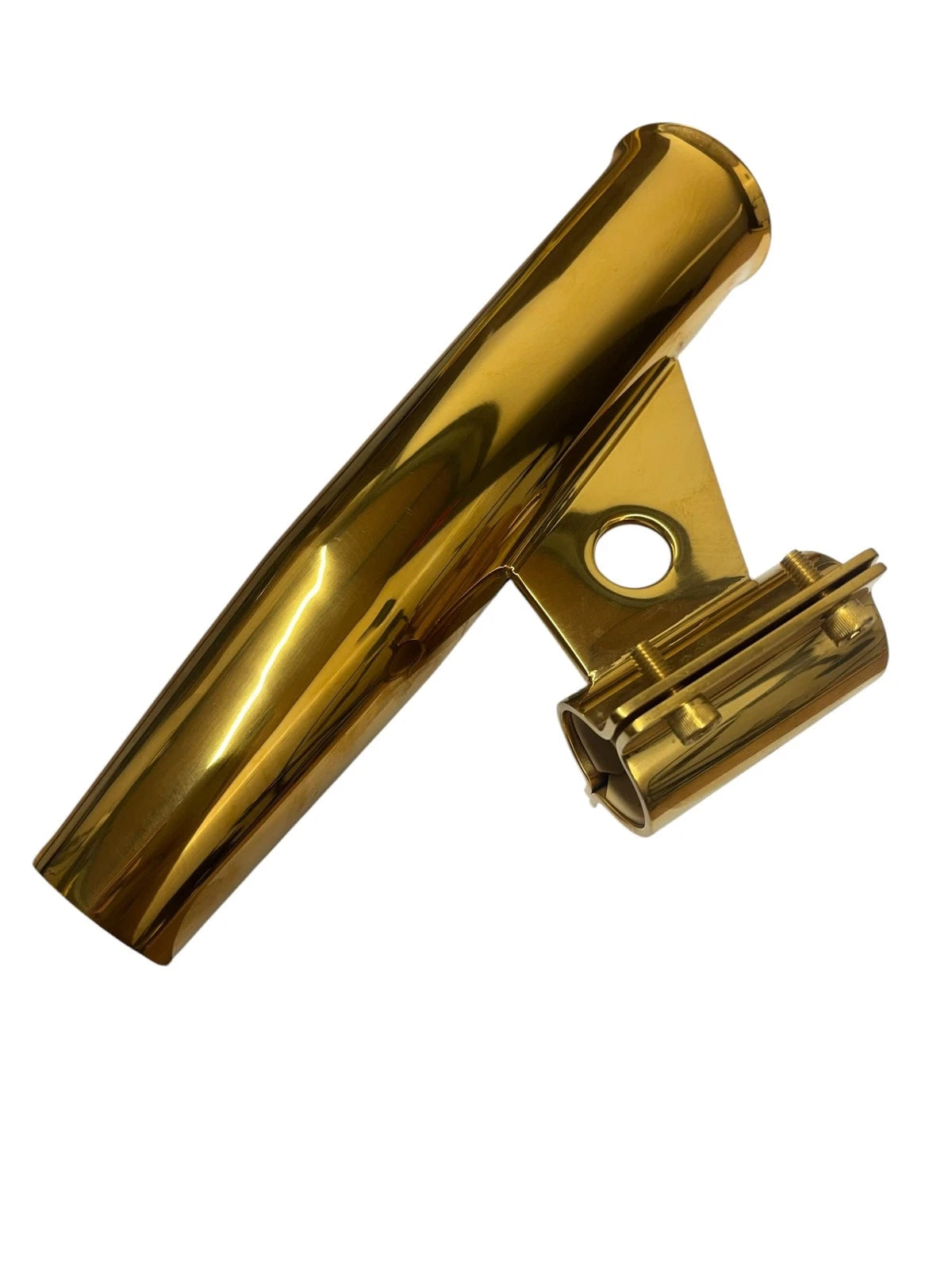 West Marine Gold SS Rod Holder for 1 in OD Pipe Fixed Angled Mount (adhesive)