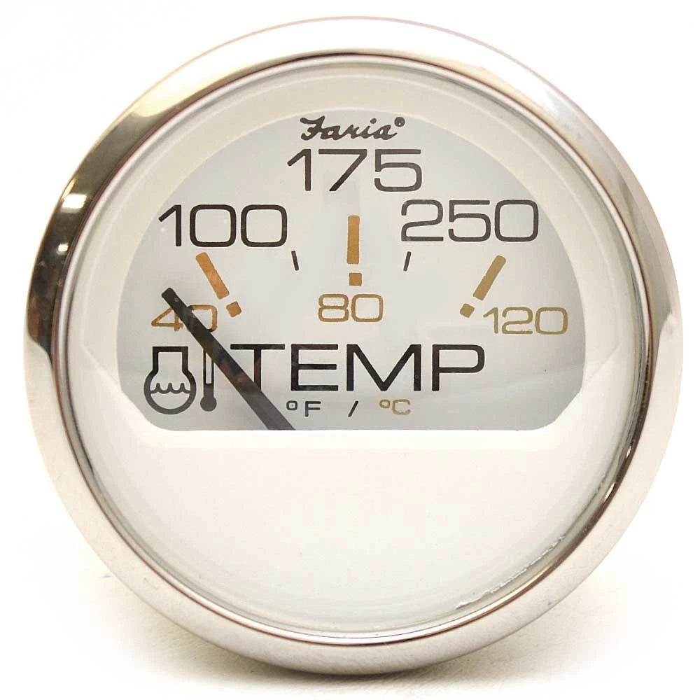 Faria Boat Temperature Gauge GP4002A - 2 Inch White - Silver