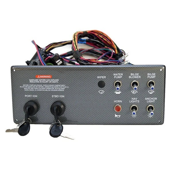 Sea Ray Boat Dual Ignition Switch Panel - Inboard Carbon Fiber