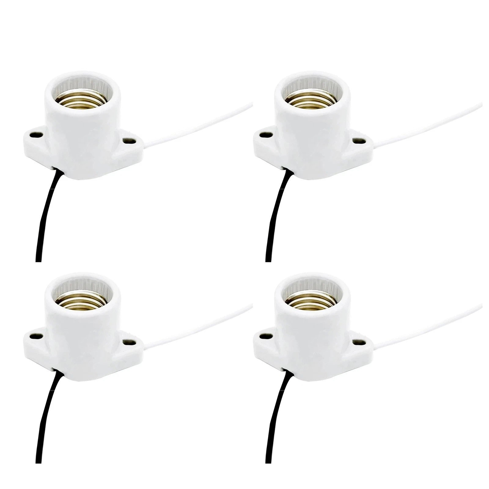 4 Pack E26/E27 Lamp Holder 660W 660V AC Ceiling Socket with 6 Inch Lead Wire