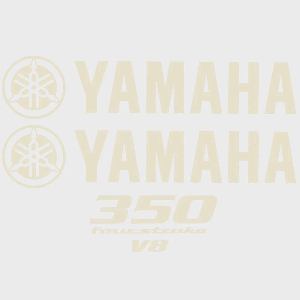 Yamaha Boat Cowling Decals - 350 V8 Four Stroke Cream Stickers (kit)