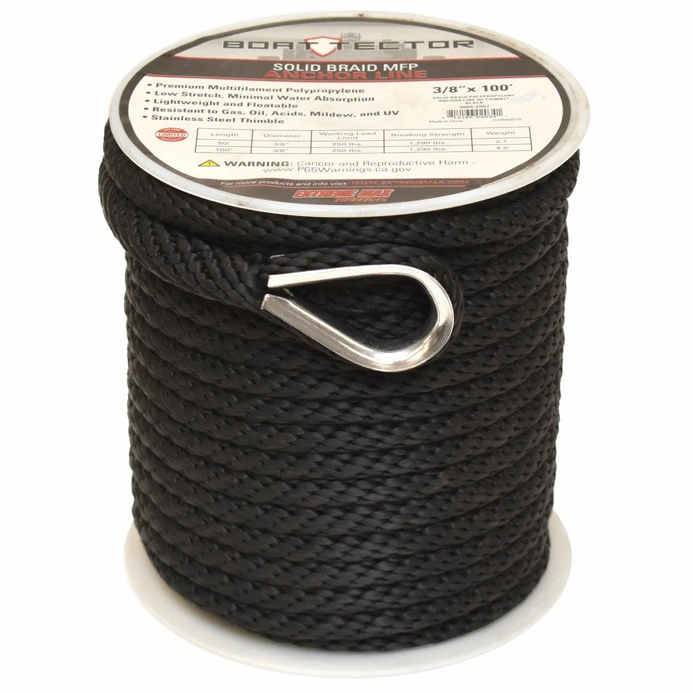 Extreme Max Boat Anchor Line 3006.2057 - Black 3/8 X 100 FT