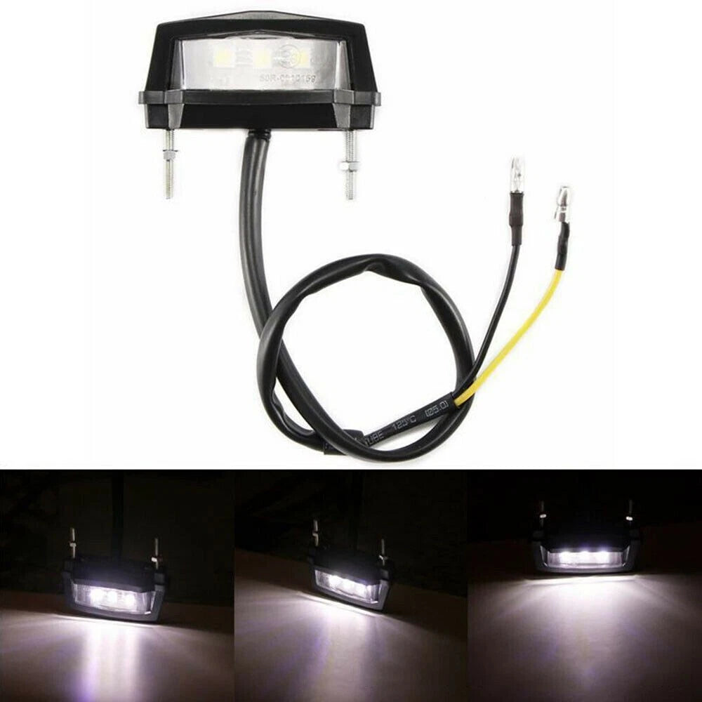 1x 3 LED Motorcycle Rear Tail License Number Plate Light Lamp 12V