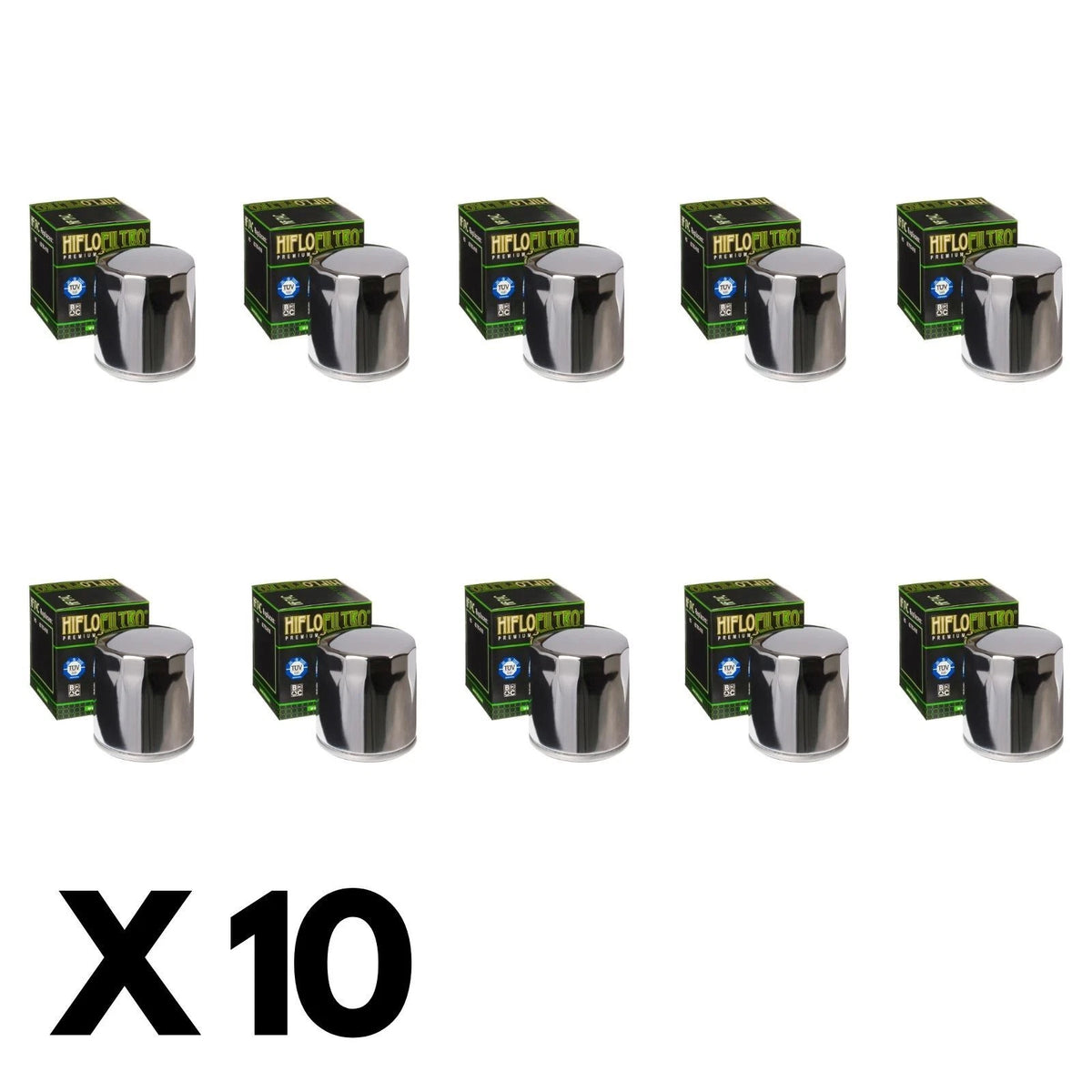 10 Pack Hiflo Chrome Oil Filter for Harley 1130 VRSCB V-Rod 2004-2005
