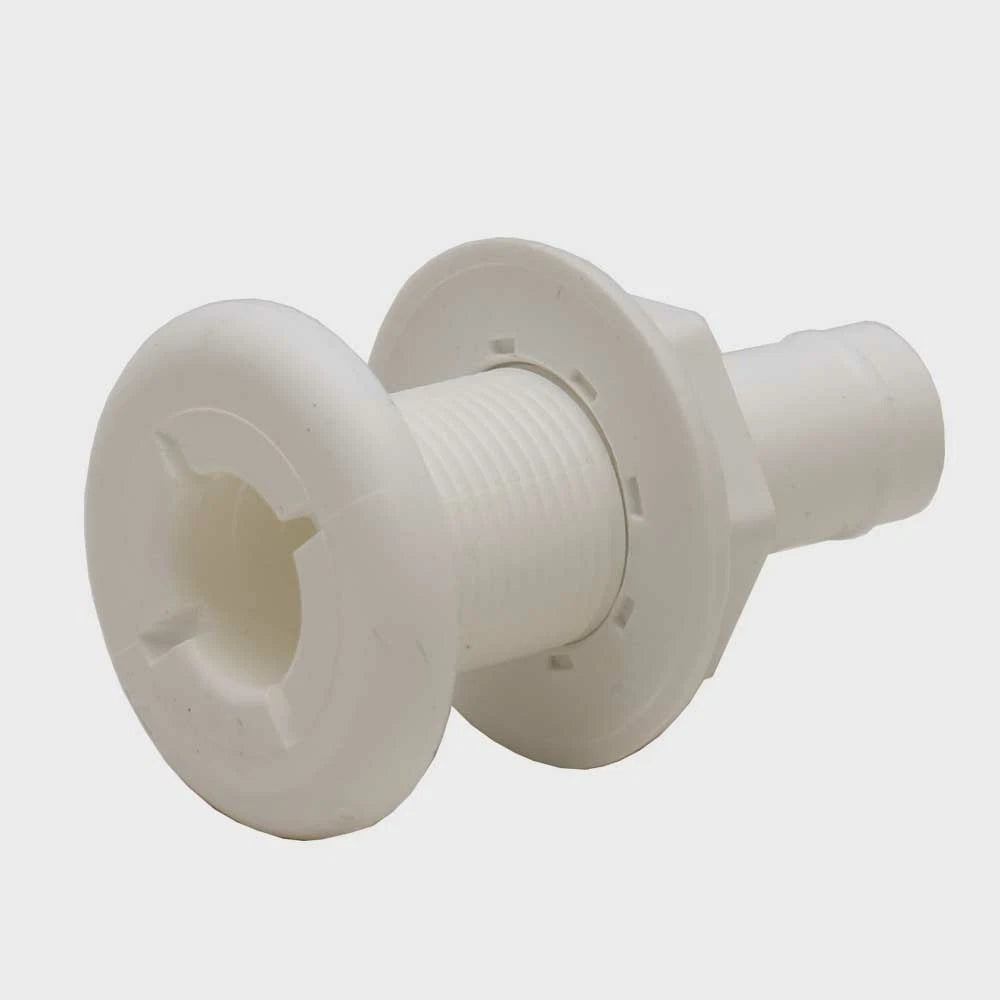 Boat Thru Hull Connector Fitting - 3/4 Inch Barbed White