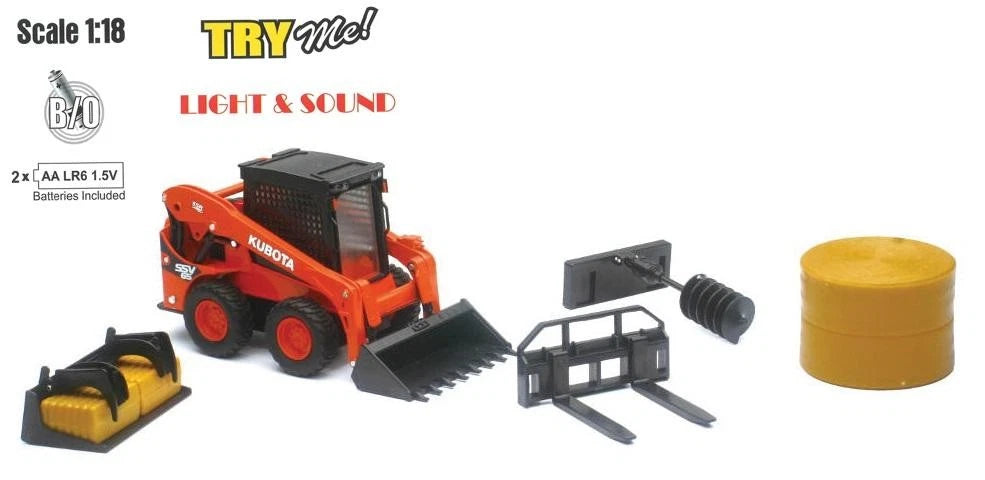 NEWRAY MODEL KUBOTA SSV65 SKID LOADER & PARTS LIGHT & SOUND SCALE 1:18