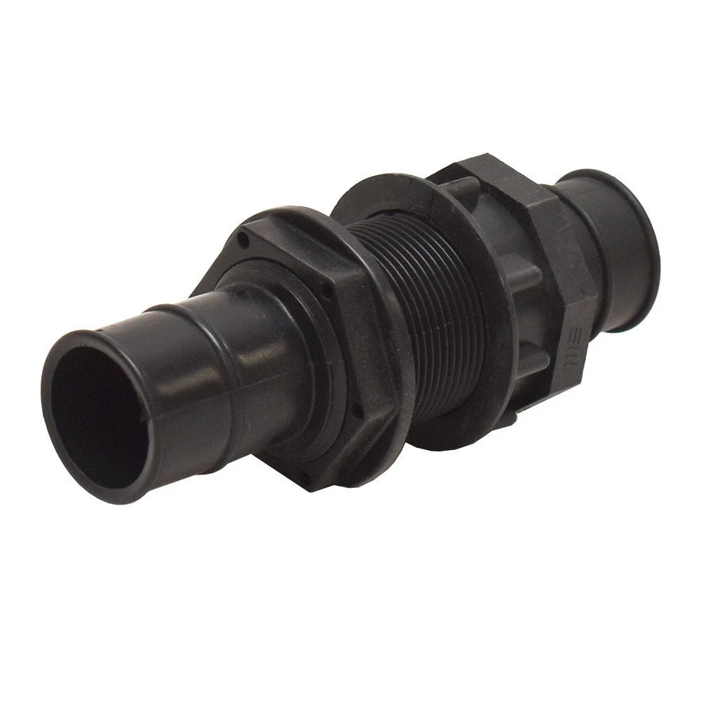 Marine East Boat Bulkhead Adapter - 1 1/2 Inch Black Nylon