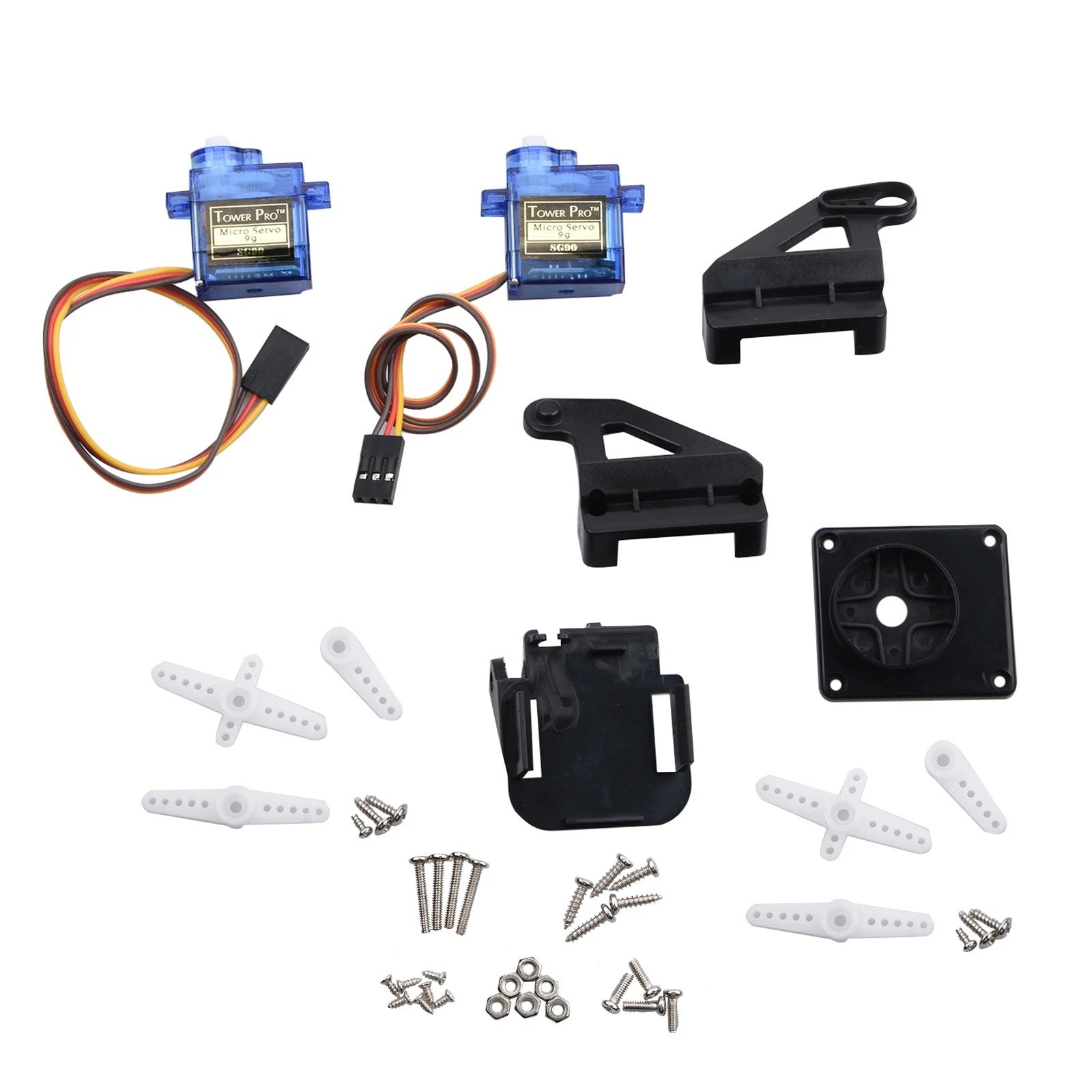 2Pcs Servo with Arm Pan-Tilt 2-Axis Servo Gimbal for FPV Quadcopter Car Plane D