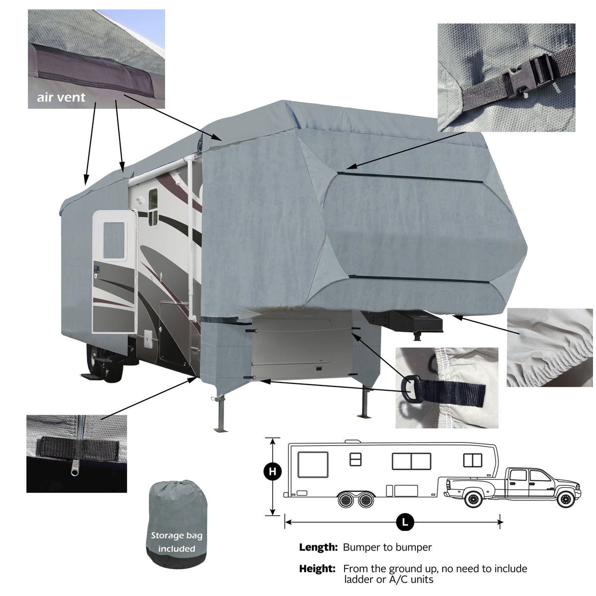 FOREST RIVER SIERRA 3440BH 4-Layer 5th Wheel RV Motorhome Camper Cover Rainproof