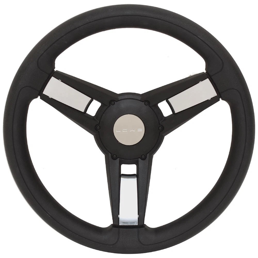 Gussi Boat Steering Wheel - Lowe 13 3/4 Inch Black Silver