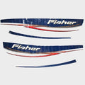 Fisher Boat Emblem Decal Sticker - H160 WT Blue White Red (set of 4)
