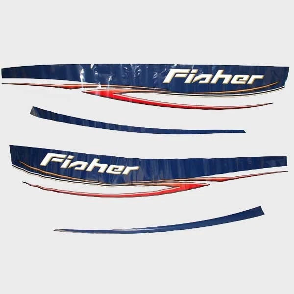 Fisher Boat Emblem Decal Sticker - H160 WT Blue White Red (set of 4)