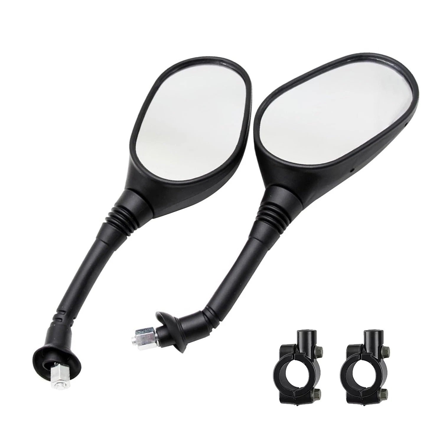 8mm Black Side Rear View Mirrors + Adapters for Scooter Motorcycle Push Bike