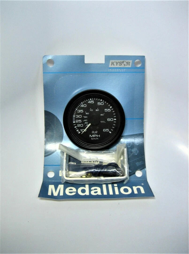 Medallion SS-107-30 3-3/4" Black Face - Bezel 0-65 MPH Outboard Gauge Kit