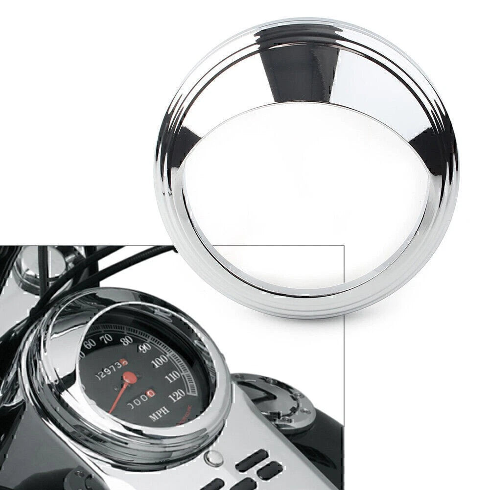 1PCS Aluminum Bezel Chrome Trim Ring Visor Cover Fits Harley with 5" Speedometer