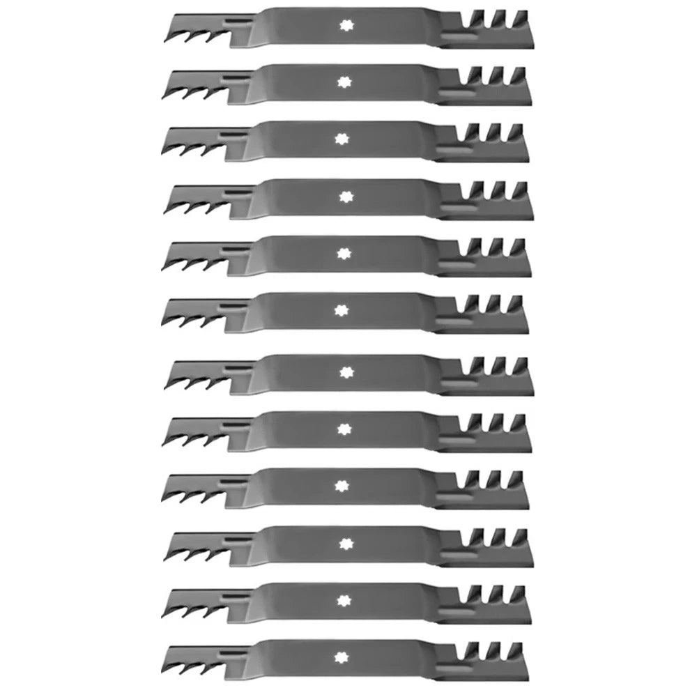 12 Pack: Toothed Mulching Mower Blade Fits John Deere Replaces AM137328