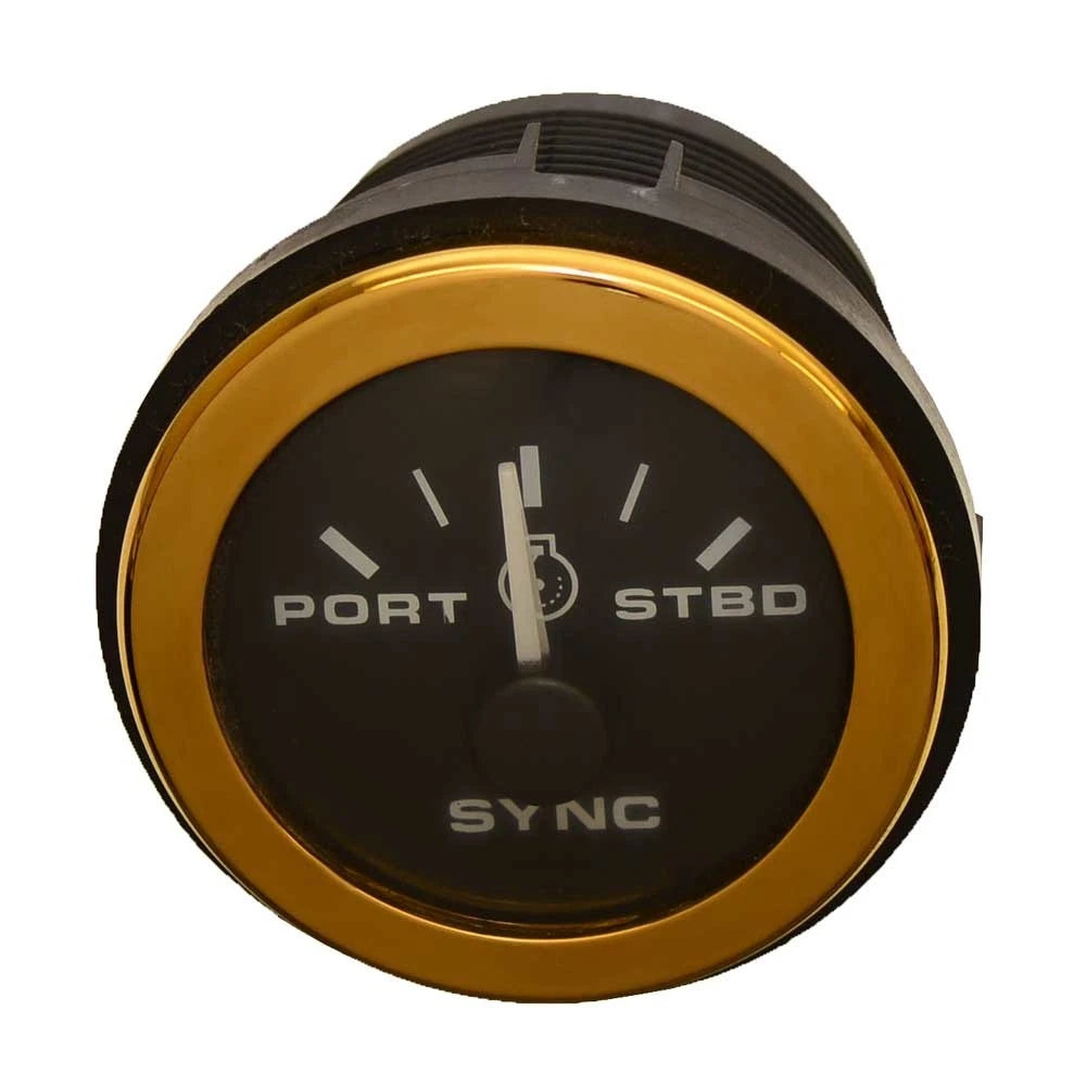Teleflex Boat Synchronizer Gauge 63754F - 2 Inch Gold Black