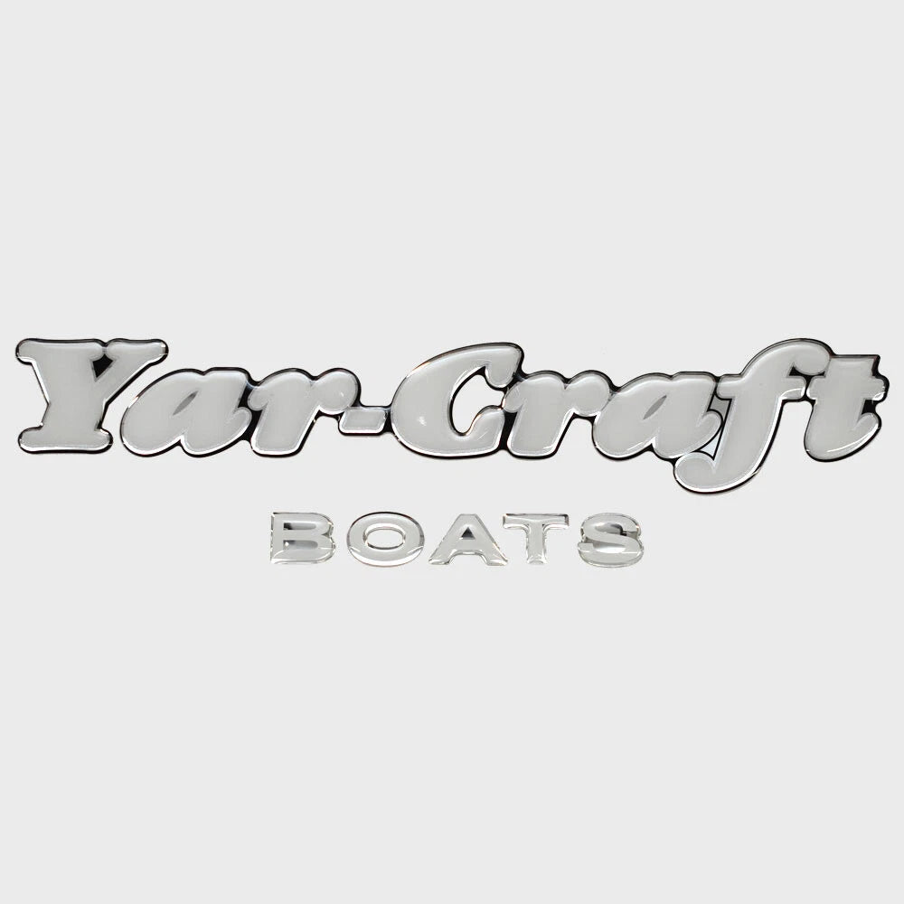 Yar-Craft Boat Raised Brand Decal - White - Black - Silver Sticker