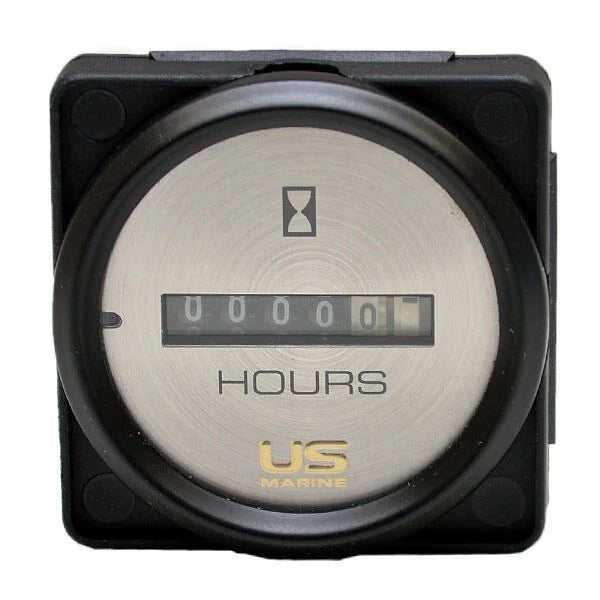 Faria Boat Hour Meter Gauge MH0088A - US Marine 2 Inch Black Silver