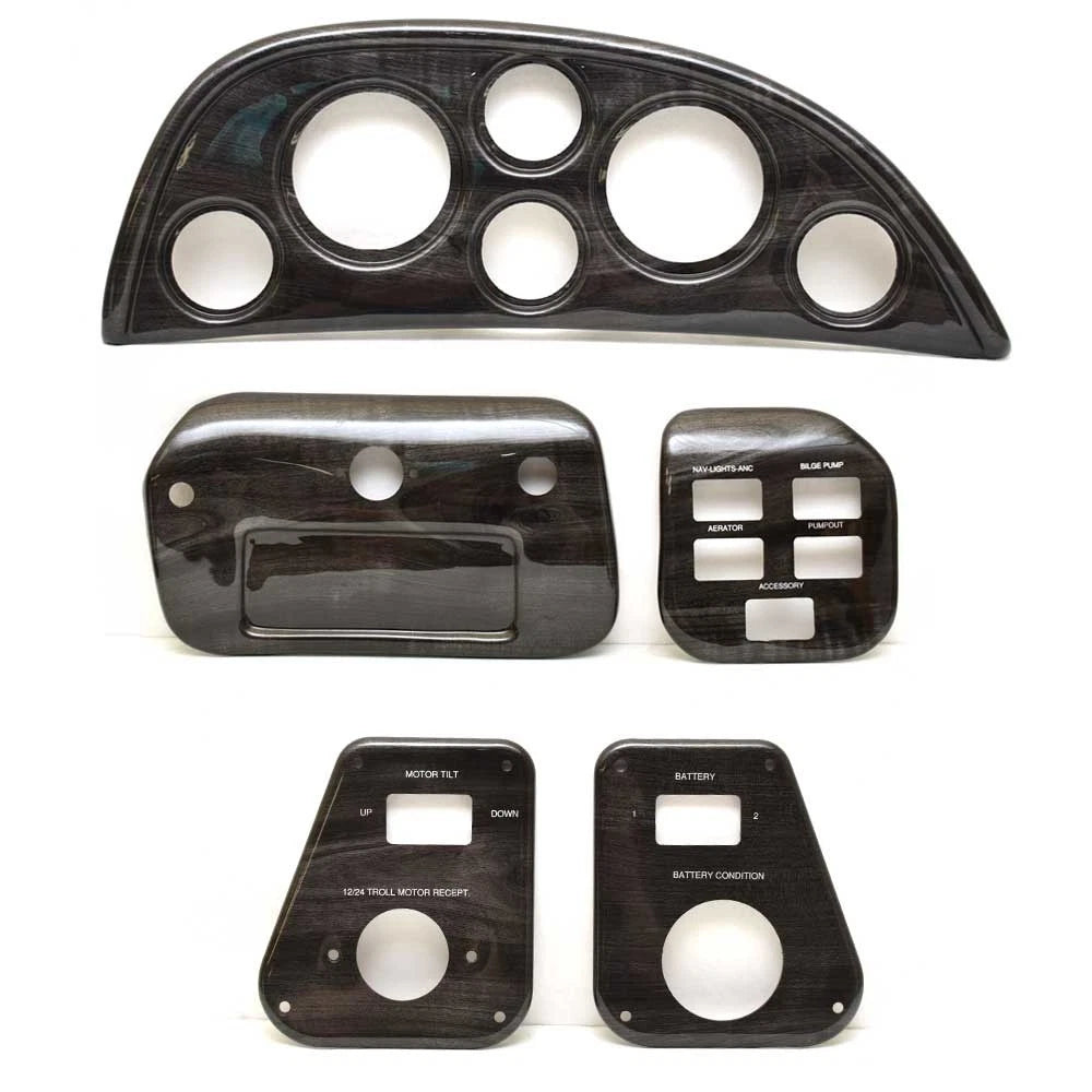 Boat Blank Panel Set - Gray Woodgrain 5 Piece Switch - Gauge