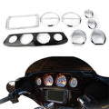 8pc Chrome Gauge Bezel Trim Mount Plate for Harley Touring Electra Glide 2014-up