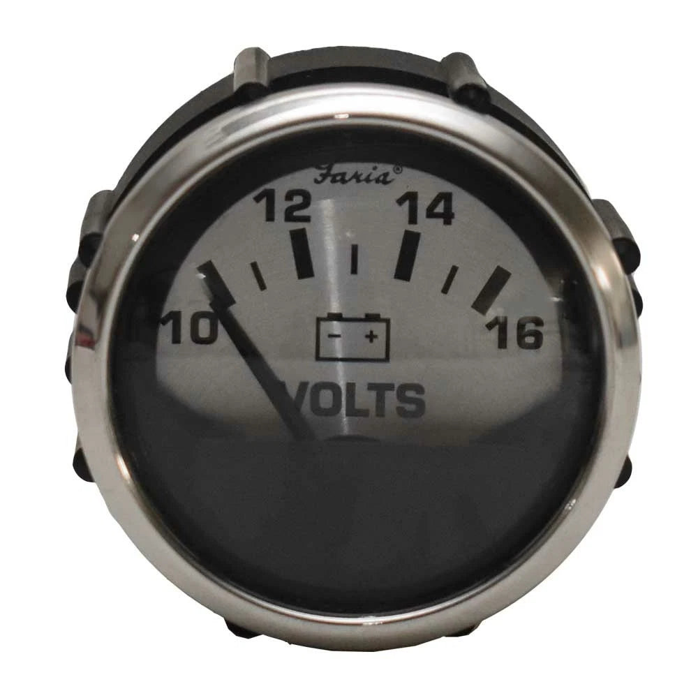 Faria Boat Voltmeter Gauge VPC019B - Spun Silver 10-16V 2 Inch