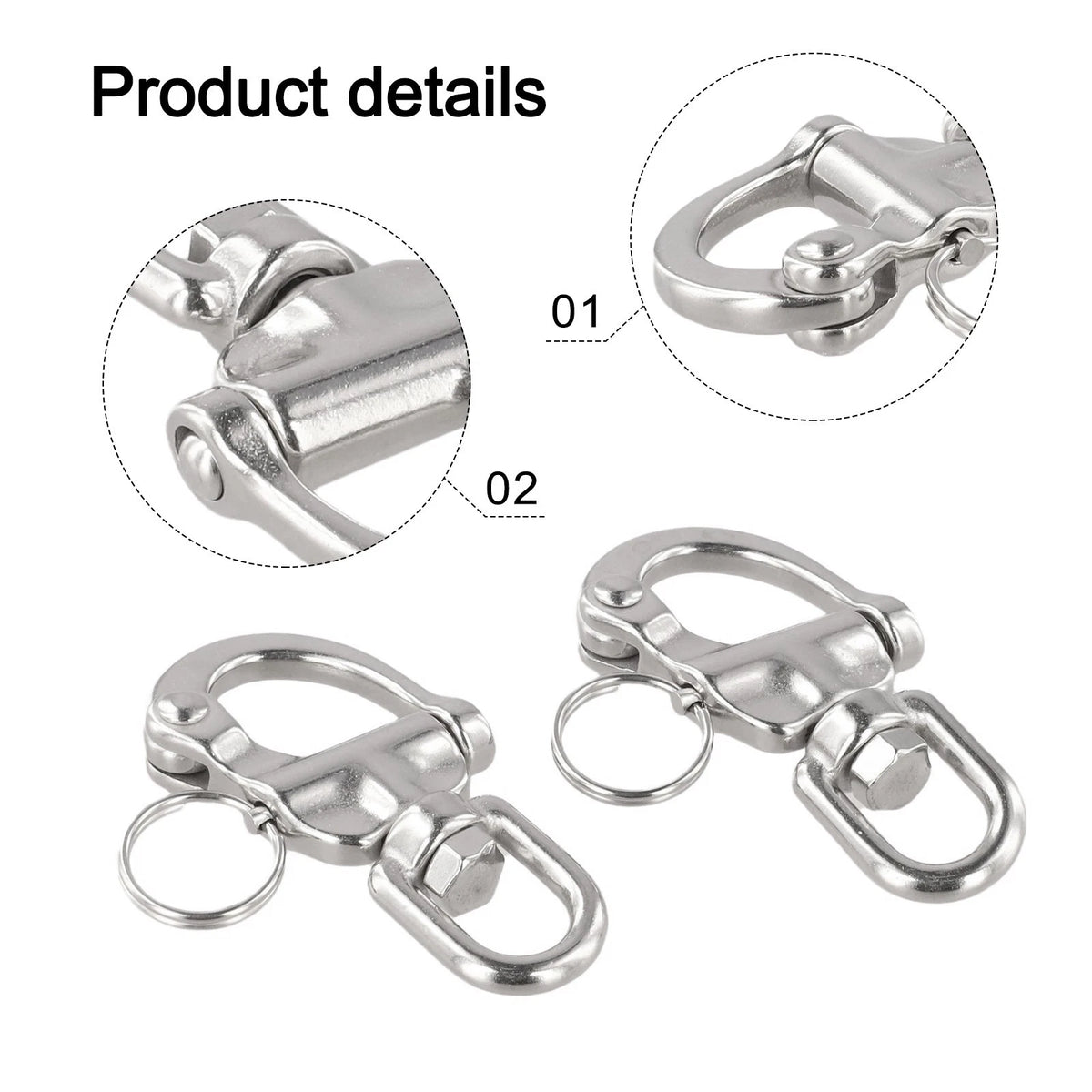 Stainless Steel Quick Release Snap Hook Set 2pcs for Marine Applications