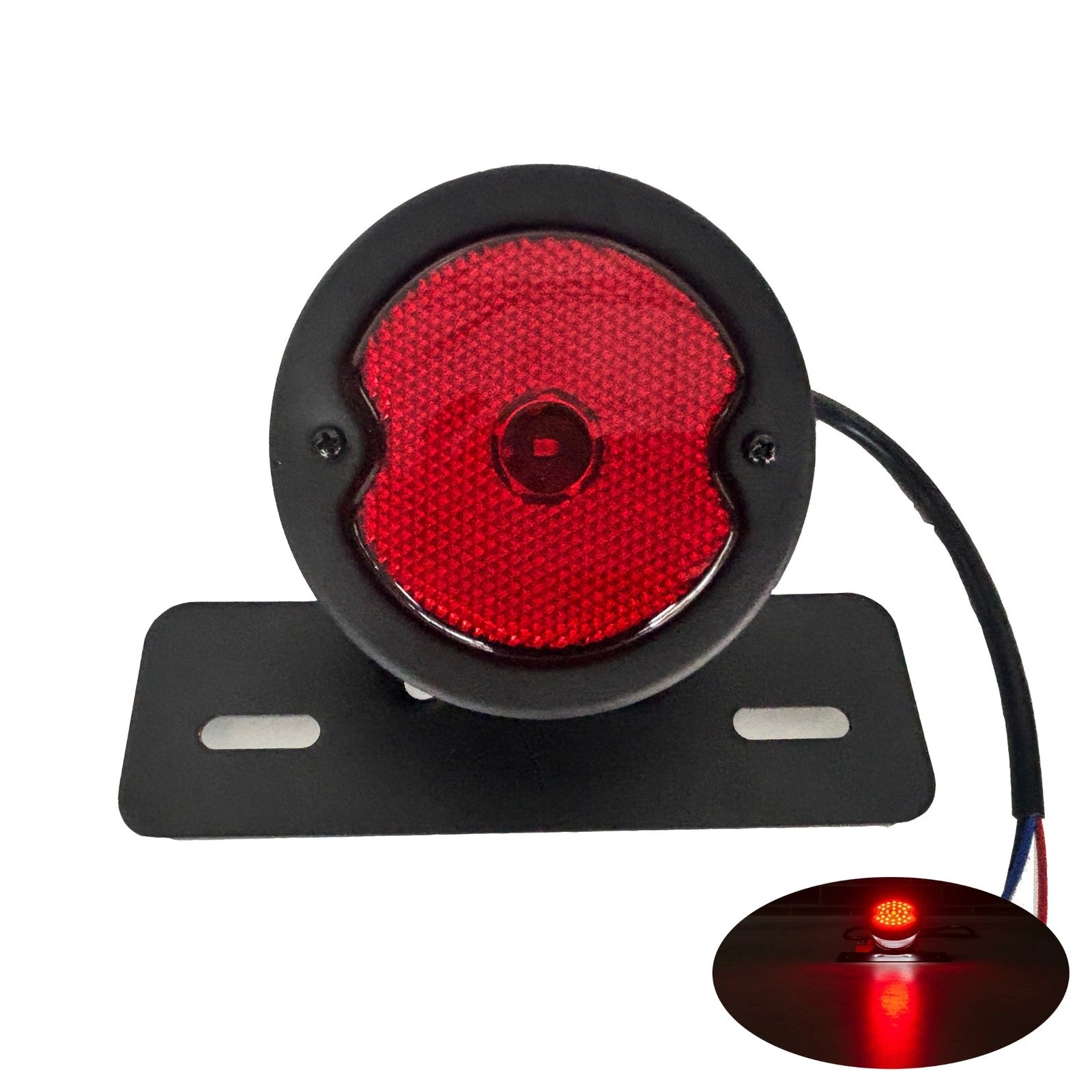 Motorcycle Tail Brake Light Number License Retro Rear Stop Lamp Universal