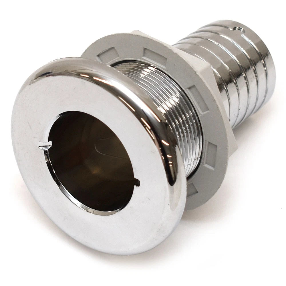 Blue Wave Boat Thru Hull Fitting - 1 1/2 Inch Silver Plastic