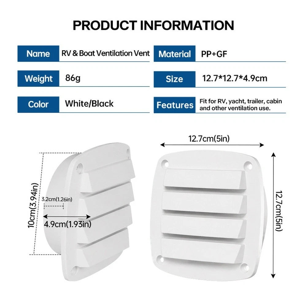 Vent Cover for RVs Boats Trailers for Campers Cabins Utility Boxes Sturdy PP