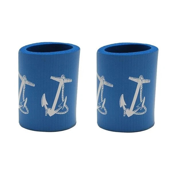 Whitecap Boat Can Cozie Sleeves S-5087L - Anchor Blue White (pair)