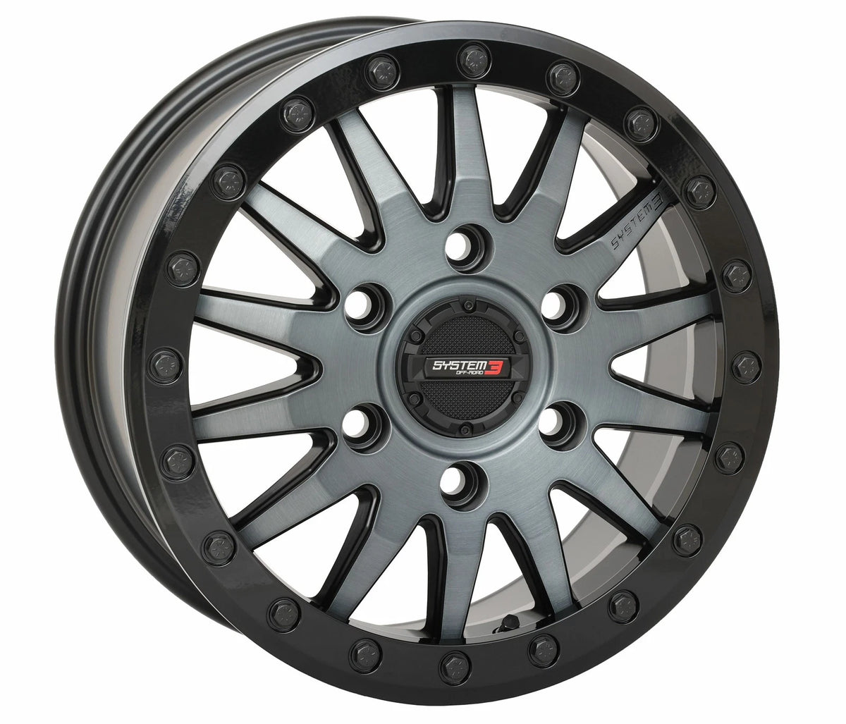 SYSTEM 3 Sb8 Wheel 15x7 6+1 Beadlock for ATV/UTV Matte Grey