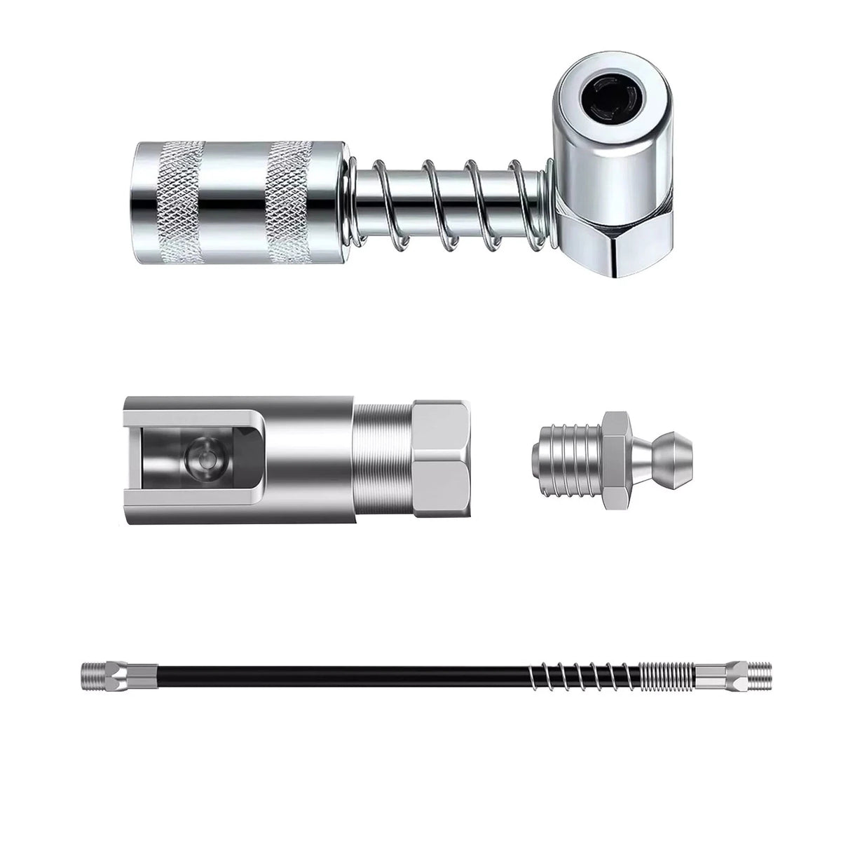 Right Angle 90° Grease Gun Coupler Tool 1/8Inch NPT Threads with 11.82" Hose