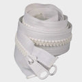 Lenzip Boat Separator Zipper - Double Pull 62 Inch White Plastic