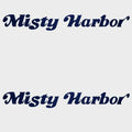 Misty Harbor Boat Decals - Dark Blue Logo Stickers (pair)