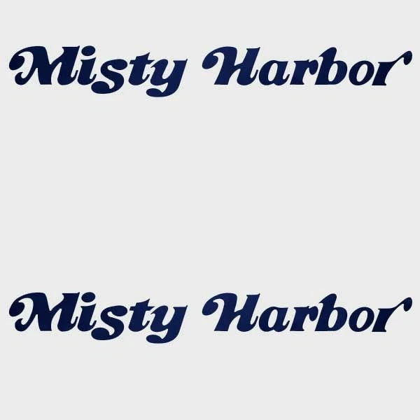 Misty Harbor Boat Decals - Dark Blue Logo Stickers (pair)