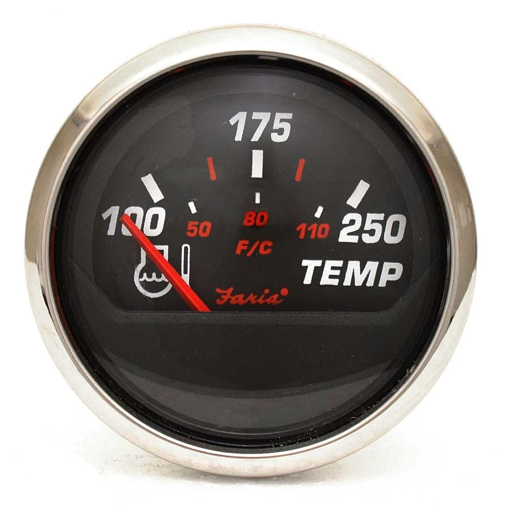 Faria Boat Water Temperature Gauge GP4080A - Professional Red 2 Inch