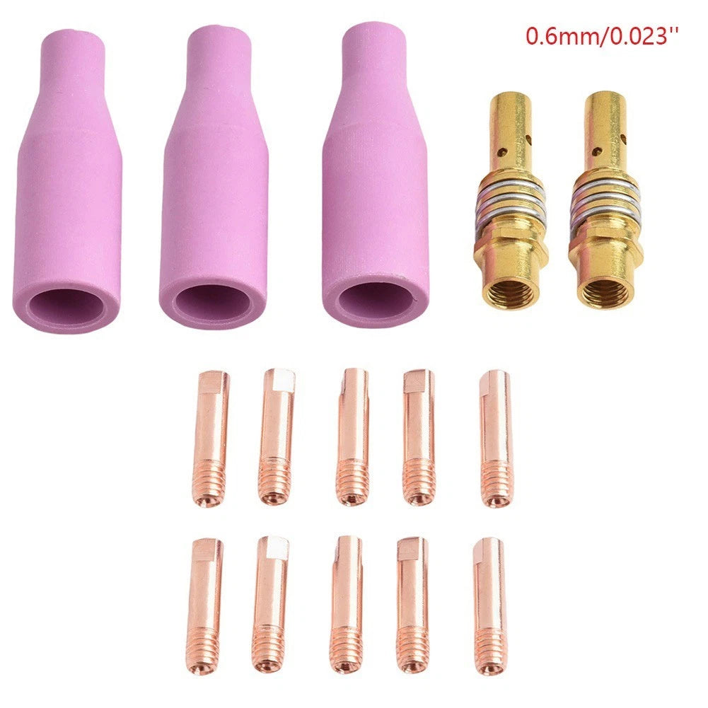 Earthenware Nozzle Kit 15PCS for 15AK for MIG Welding Torch with Metal Tips