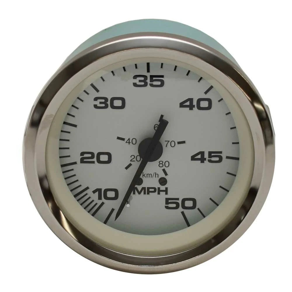 VeeThree Boat Speedometer Gauge 67702F - 3 1/4 Inch Silver White