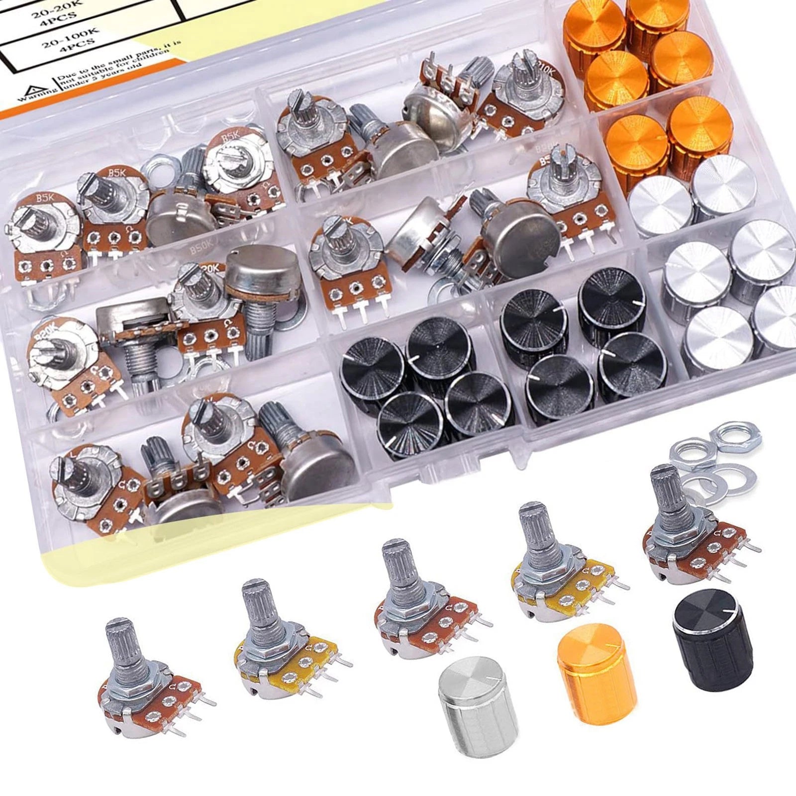 B5K 10K 20K 50K 100K Single Linear Potentiometer with Rotary Knobs Widely Applicant