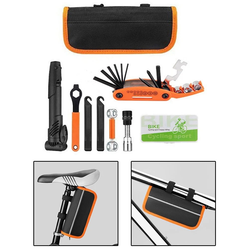 Efficient Bicycle Maintenance Kit with Patch Tools and Lightweight Design