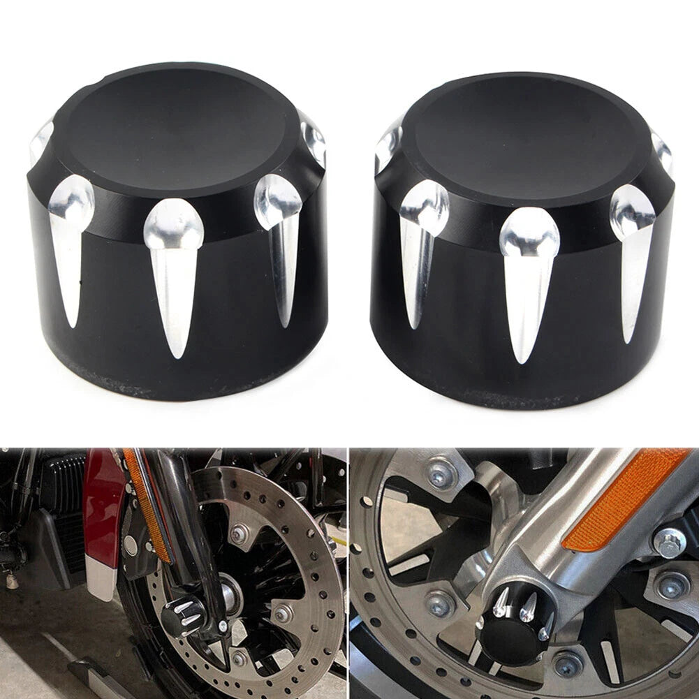 1 Pair CNC Front Axle Cap Nut Covers Fit Harley Touring Road King Electra Glide