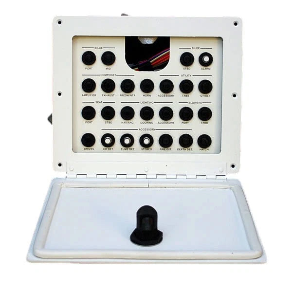 Baja Boat Push Button Breaker Panel - White Aluminum