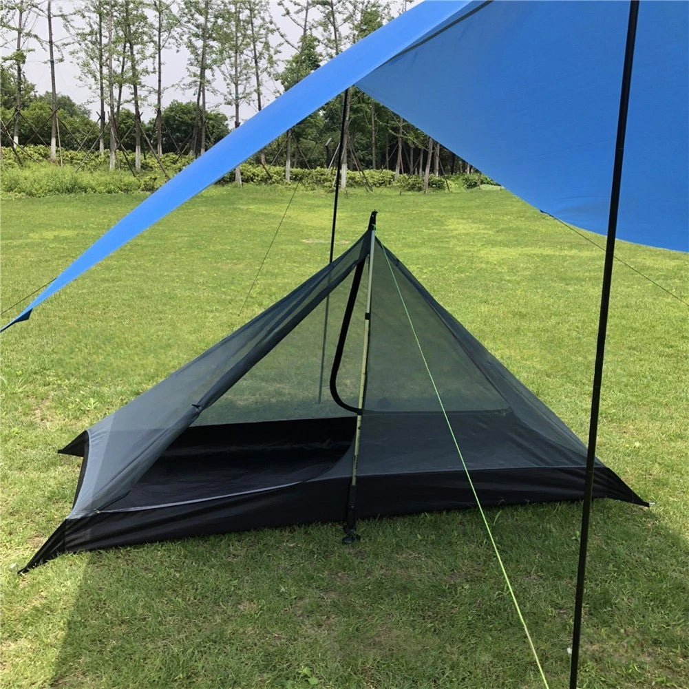 Half Mesh Tent for 12 Person Ultralight Poleless Camping Solution for Hikers