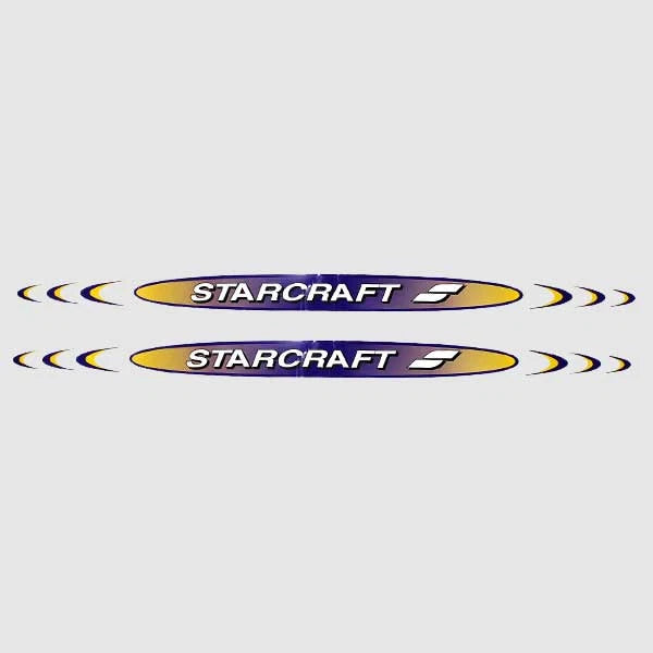 Starcraft Boat Emblem Decal Stickers - Purple Yellow (pair)