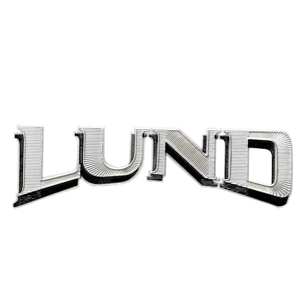 Lund Boat Iron-On Emblem Applique 2024559 - 3 1/2 X 1 Inch Silver