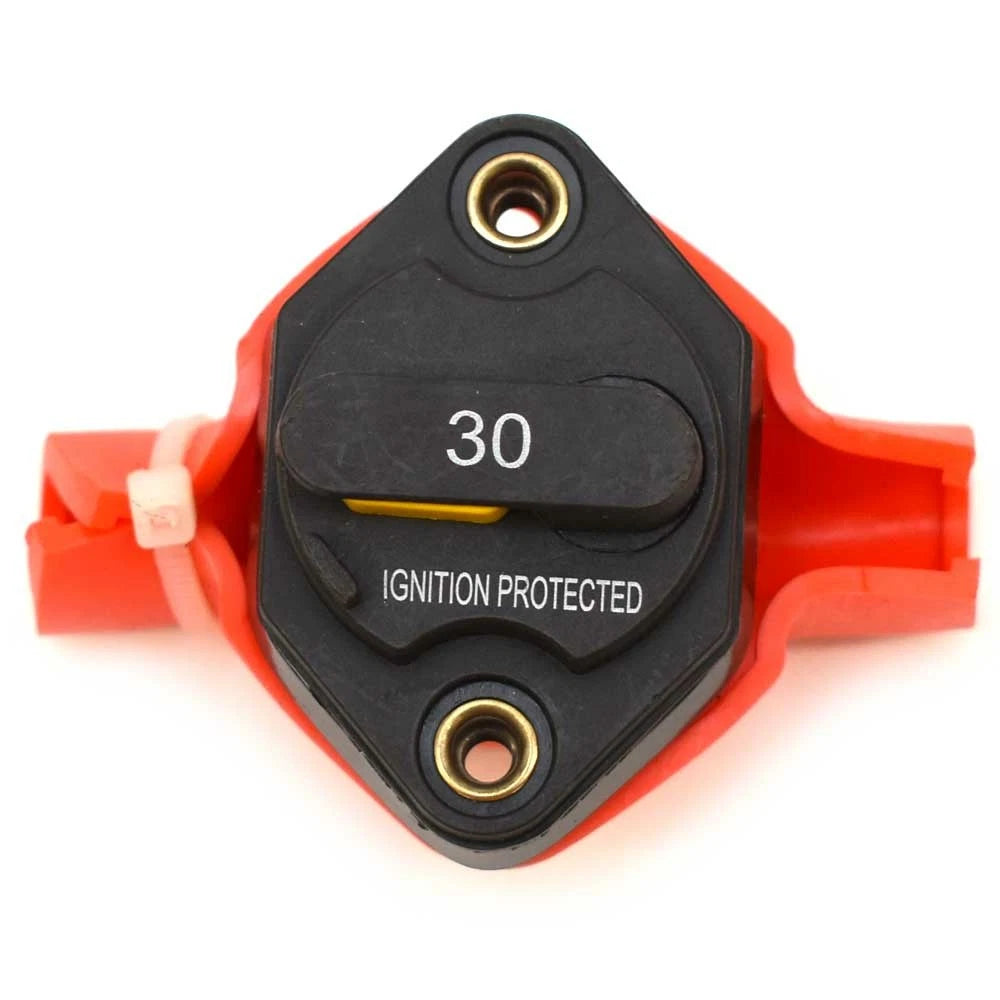 Marine Boat Circuit Breaker - 30 Amp Panel Mount with Red Boot