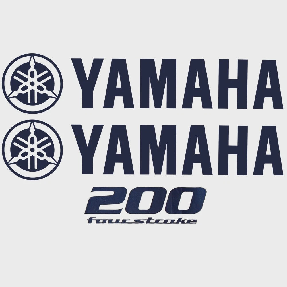 Yamaha Boat Cowling Decals - 200 Four Stroke Navy Blue Stickers (kit)